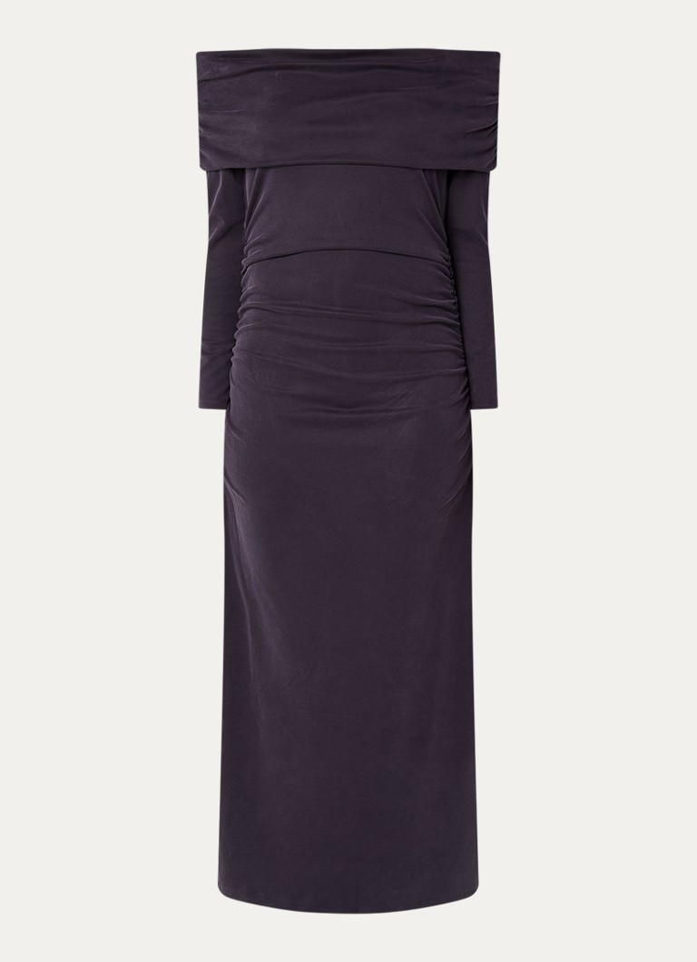 Ba&sh Dames Bettina ribgebreide off shoulder jurk in de kleur Indigo