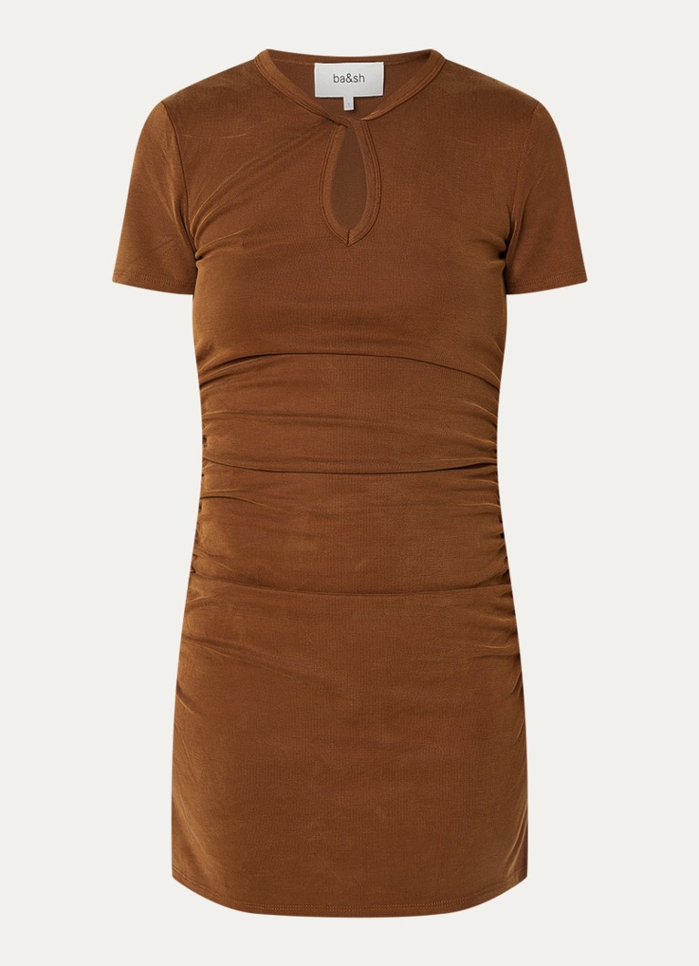 Ba&sh Dames Beona ribgebreide mini jurk met keyhole in de kleur Mosgroen