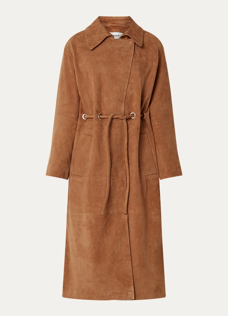 Ba&sh Dames Matte mantel van geitenleer met koordsluiting in de kleur Bruin