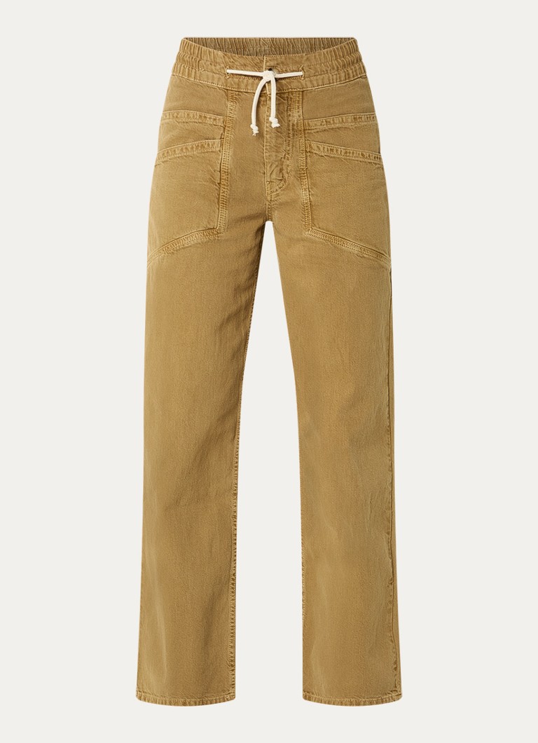 Ba&sh Dames Fima high waist straight leg broek met steekzakken in de kleur Camel