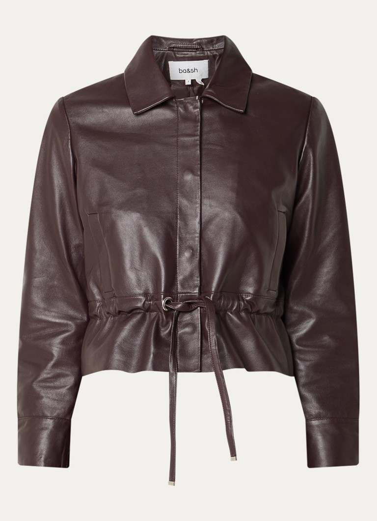 Ba&sh Dames Manita jack van lamsleer in de kleur Aubergine