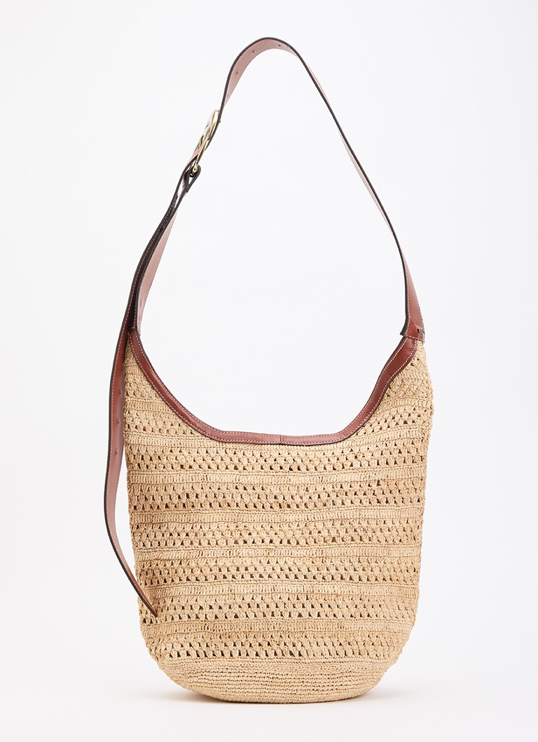 Ba&sh Dames YouYou crossbodytas van raffia met details van leer in de kleur Beige