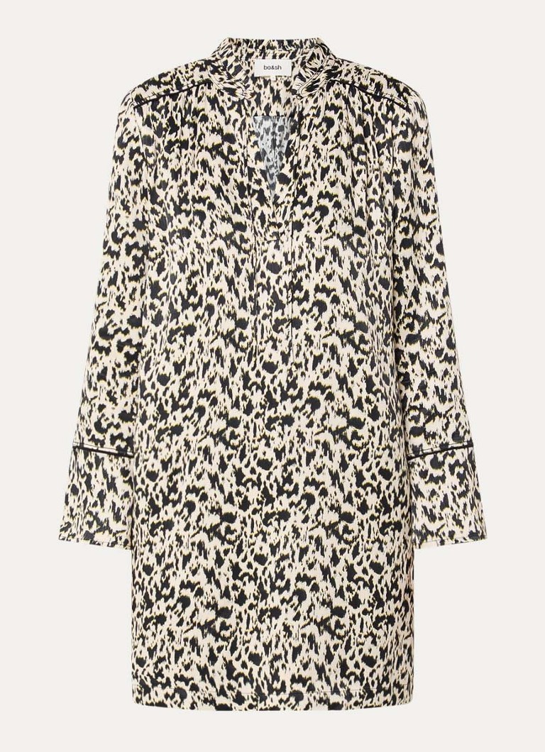 Ba&sh Dames Perla mini tuniekjurk van satijn met panterprint in de kleur Gebroken wit