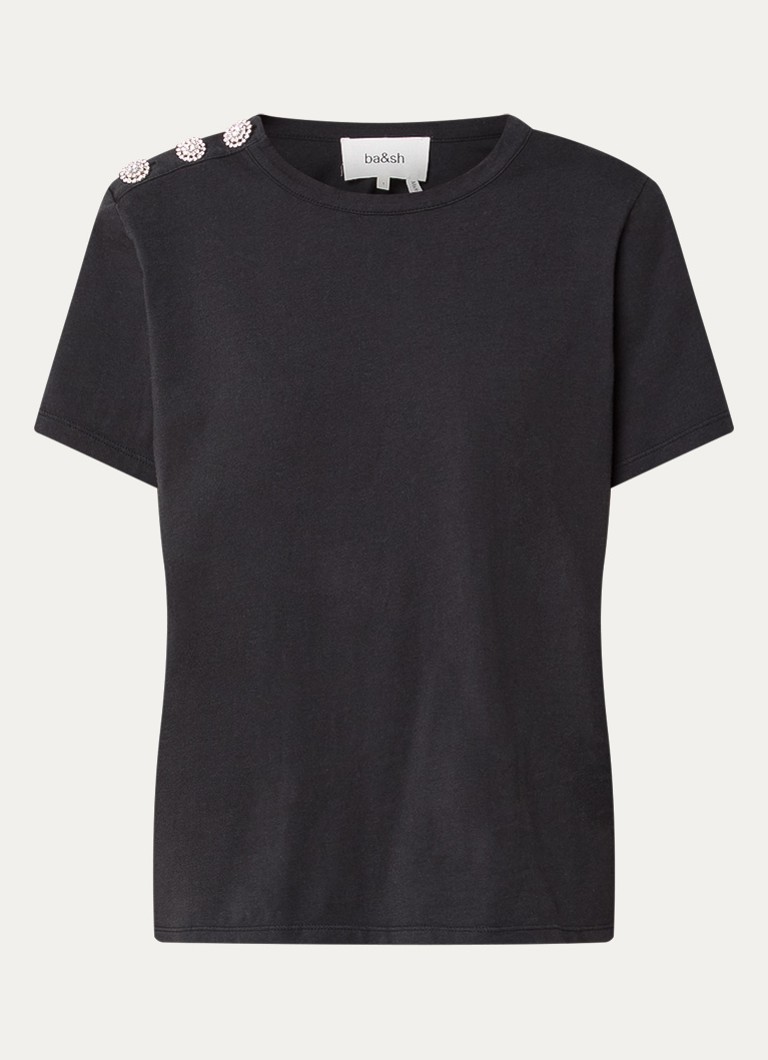Ba&sh Dames Elmer T-shirt met sierknopen in de kleur Antraciet