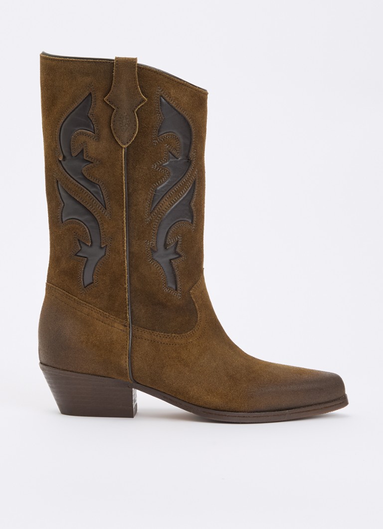 Ba&sh Dames Curtis cowboylaars van suède met details van leer in de kleur Bruin