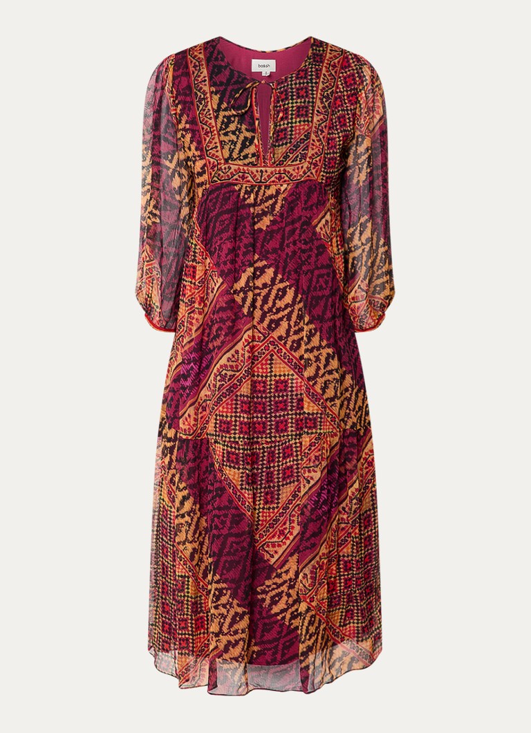 Ba&sh Dames Oria midi tuniekjurk met grafische print in de kleur Rood