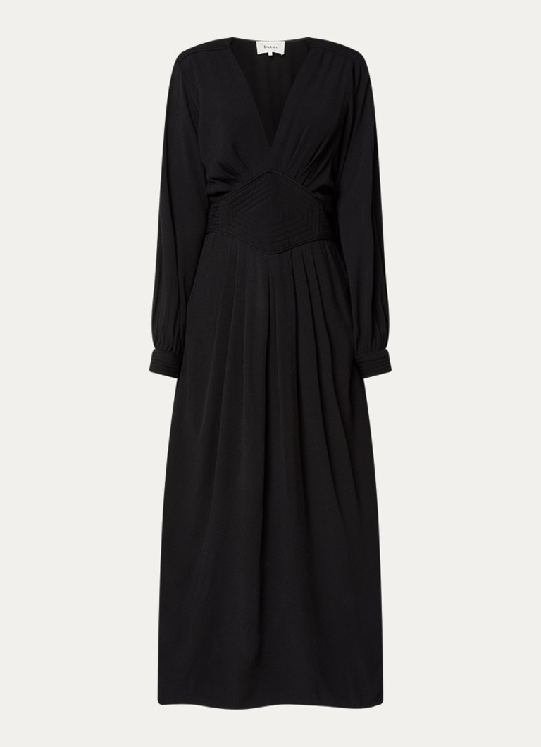 Ba&sh Dames Ambra midi tuniekjurk met V-hals in de kleur Zwart