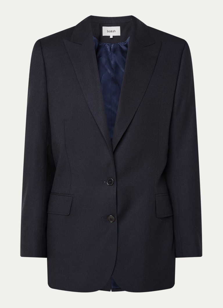 Ba&sh Dames Nisha blazer in wolblend met klepzakken in de kleur Donkerblauw