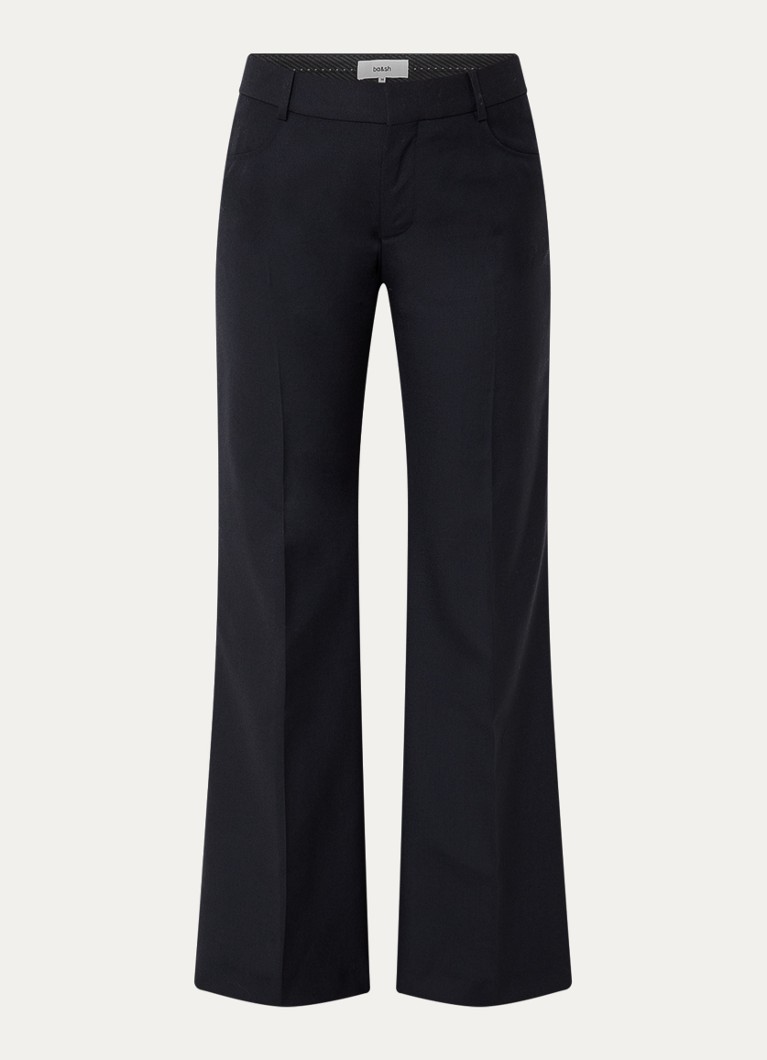 Ba&sh Dames Nives high waist bootcut fit broek van scheerwol in de kleur Donkerblauw