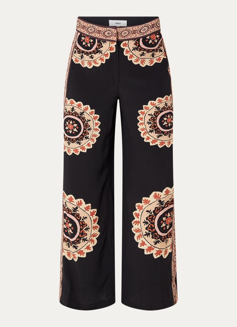 Ba&sh Dames Valla loose fit broek met bloemenprint in de kleur Zwart