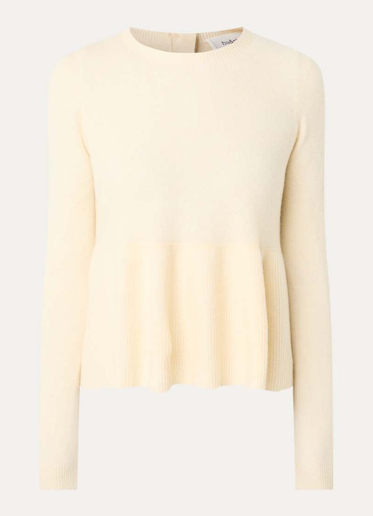 Ba&sh Dames Salama fijngebreide pullover in wolblend in de kleur Lichtgeel