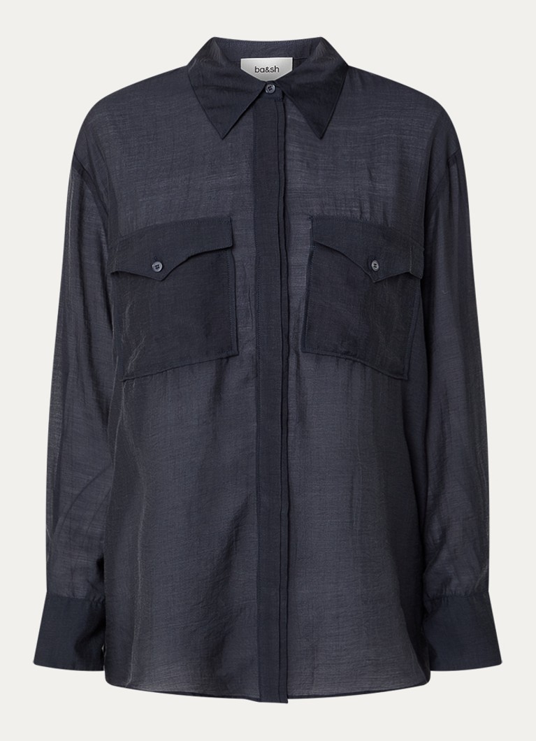 Ba&sh Dames Bao semi-transparante blouse met klepzakken in de kleur Donkerblauw