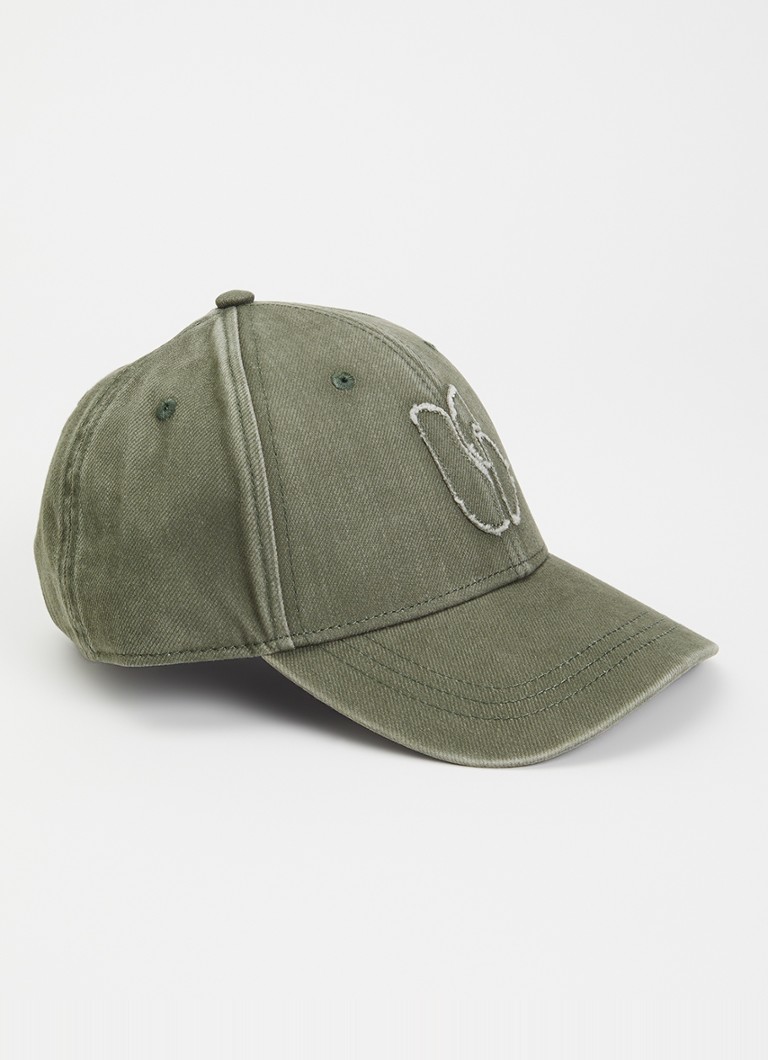 Ba&sh Dames Halyce pet van denim met logo in de kleur Olijfgroen