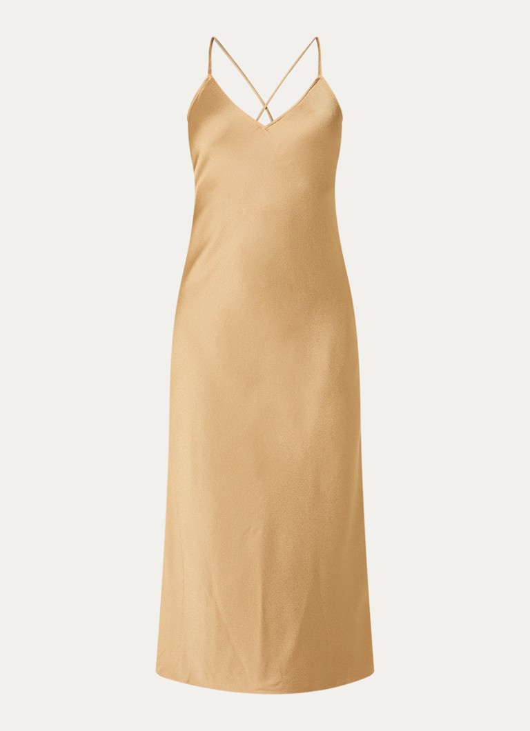 Ba&sh Dames Ciana midi jurk met cut-out detail in de kleur Camel