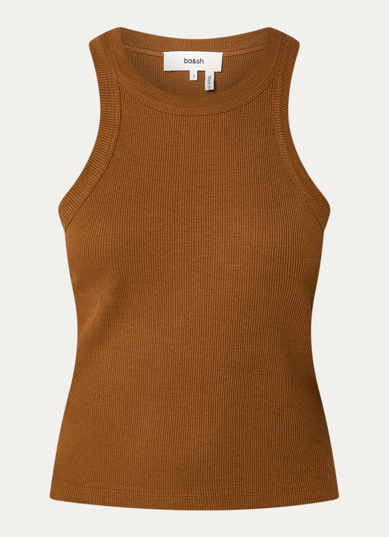 Ba&sh Dames Cynda tanktop met ronde hals in de kleur Cognac