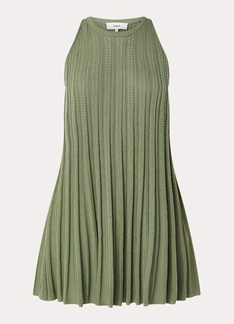 Ba&sh Dames Sinnta mini jurk met ronde hals in de kleur Bronsgroen
