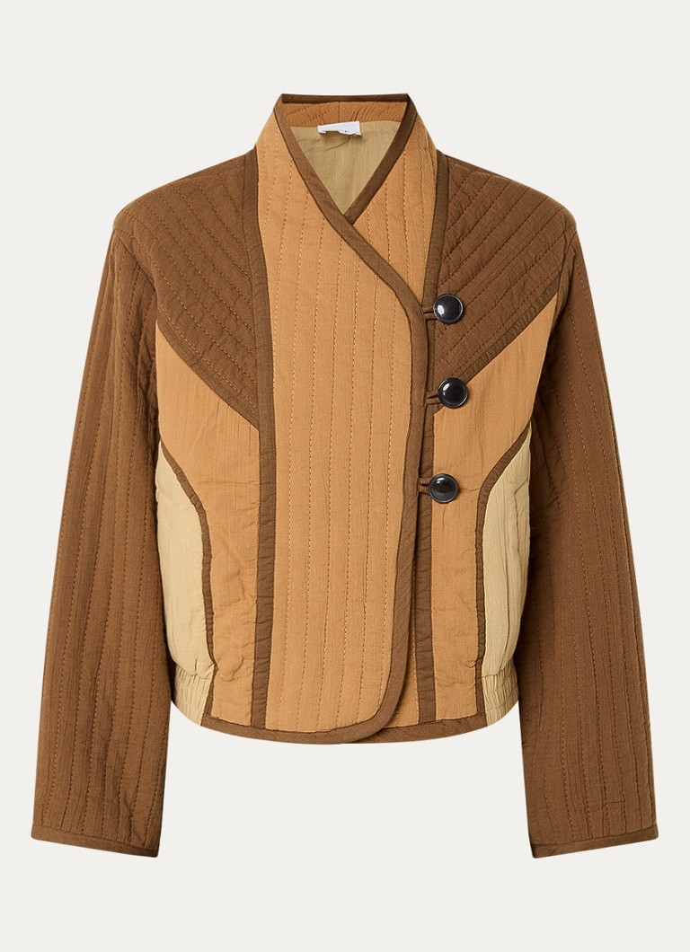 Ba&sh Dames Ciska jack met quilt patroon en steekzakken in de kleur Camel