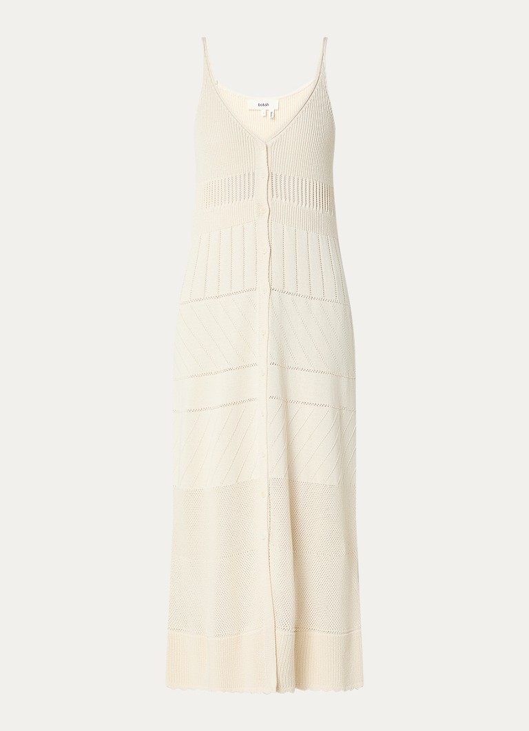 Ba&sh Dames Joelle ribgebreide midi jurk met V-hals in de kleur Beige