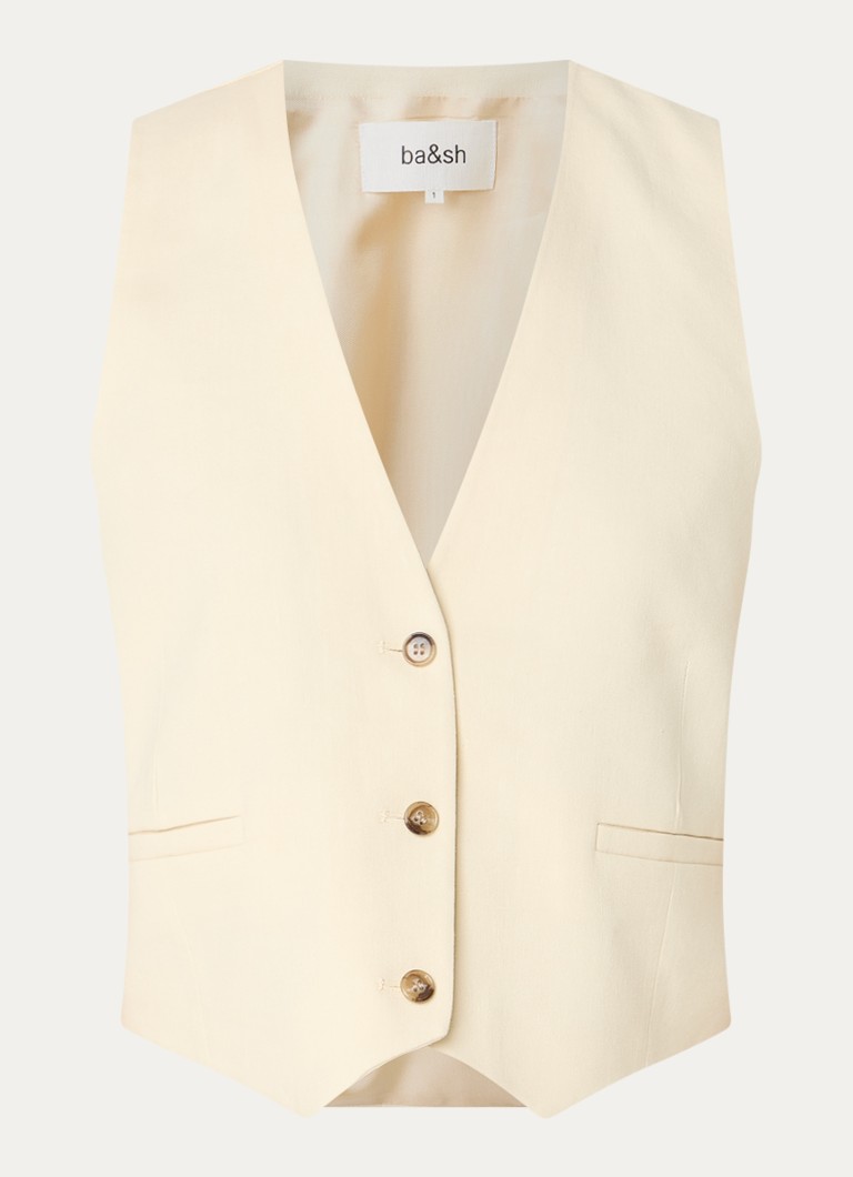 Ba&sh Dames Caela gilet in linnenblend in de kleur Beige