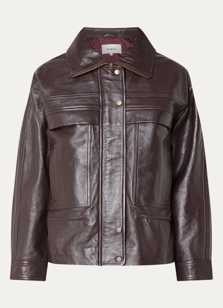 Ba&sh Dames Kassia jacket van lamsleer met steekzakken in de kleur Cranberryrood