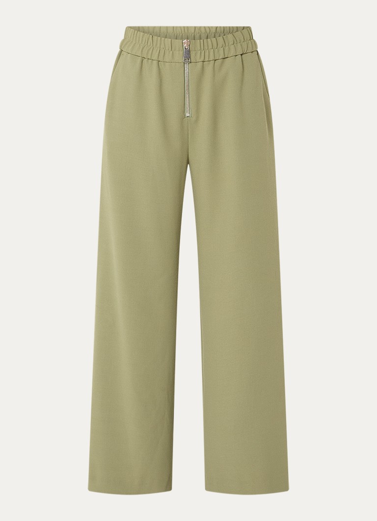 Ba&sh Dames Narlos high waist loose fit pantalon met steekzakken in de kleur Olijfgroen
