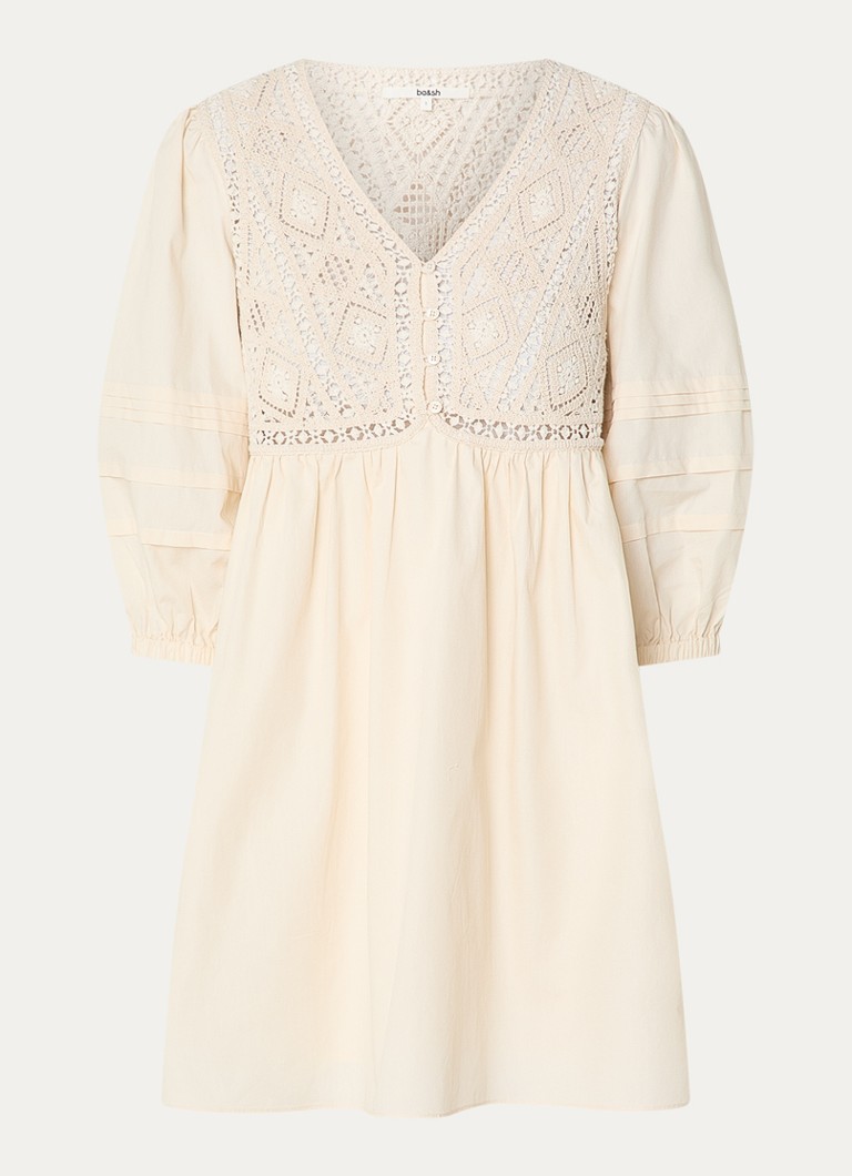 Ba&sh Dames Sonia mini jurk met opengewerkt dessin in de kleur Creme