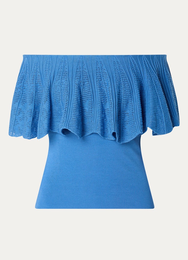 Ba&sh Dames Salda grofgebreide top met ingebreid patroon in de kleur Blauw