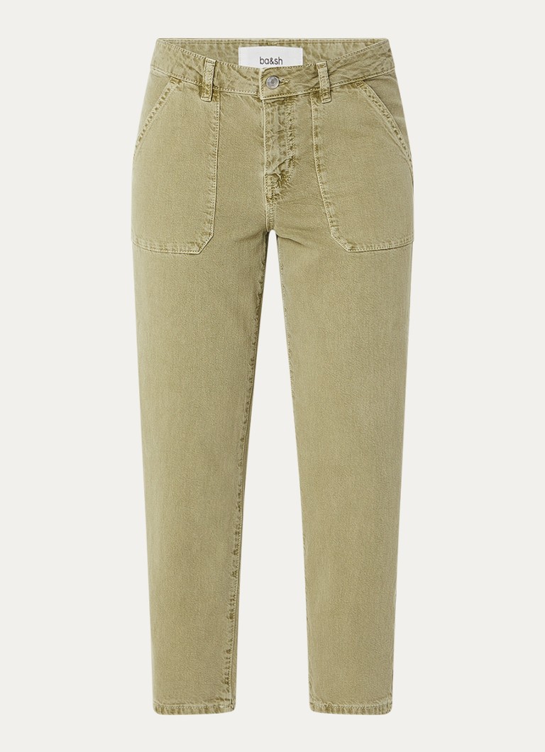 Ba&sh Dames Fally mid waist cropped slim fit jeans met gekleurde wassing in de kleur Khaki