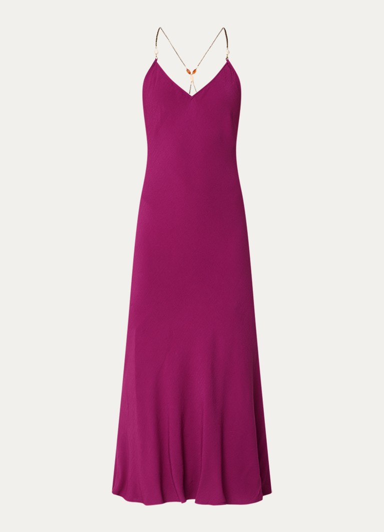 Ba&sh Dames Hany maxi jurk met een rugdecolleté en kralendecoratie in de kleur Paars