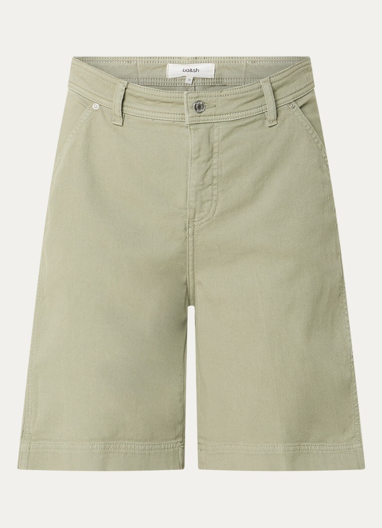 Ba&sh Dames Todd high waist wide fit korte broek van denim in de kleur Khaki