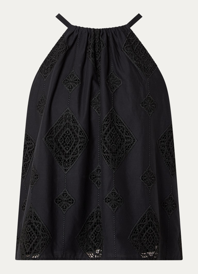 Ba&sh Dames Haltertop met borduring in de kleur Zwart