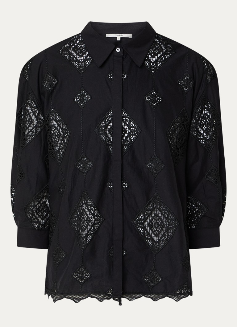 Ba&sh Dames Muriel blouse met broderie in de kleur Zwart
