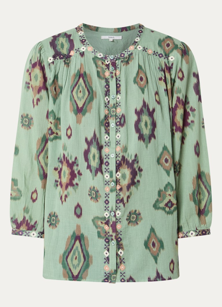 Ba&sh Dames Odelie blouse met print in de kleur Lichtgroen