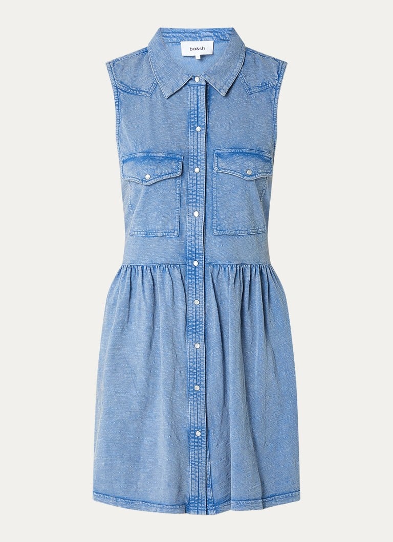 Ba&sh Dames Ilona mini blousejurk met verwassen afwerking in de kleur Indigo