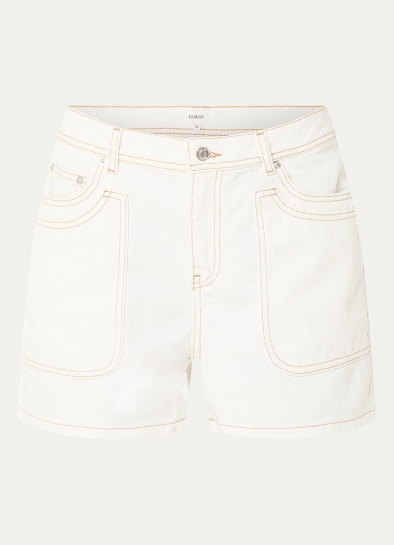 Ba&sh Dames High waist straight fit korte broek van denim in de kleur Wit