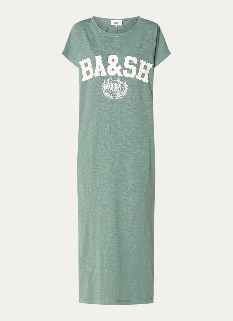 Ba&sh Dames Civia midi T-shirt jurk met logo in de kleur Mint