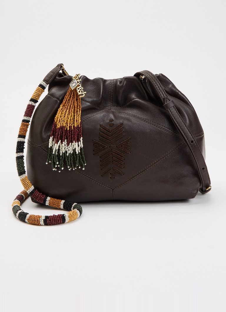 Ba&sh Dames Bag M crossbodytas van leer in de kleur Donkerbruin
