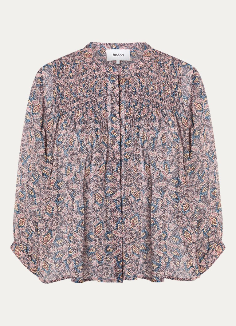 Ba&sh Dames Tazio blouse met print in de kleur Aubergine
