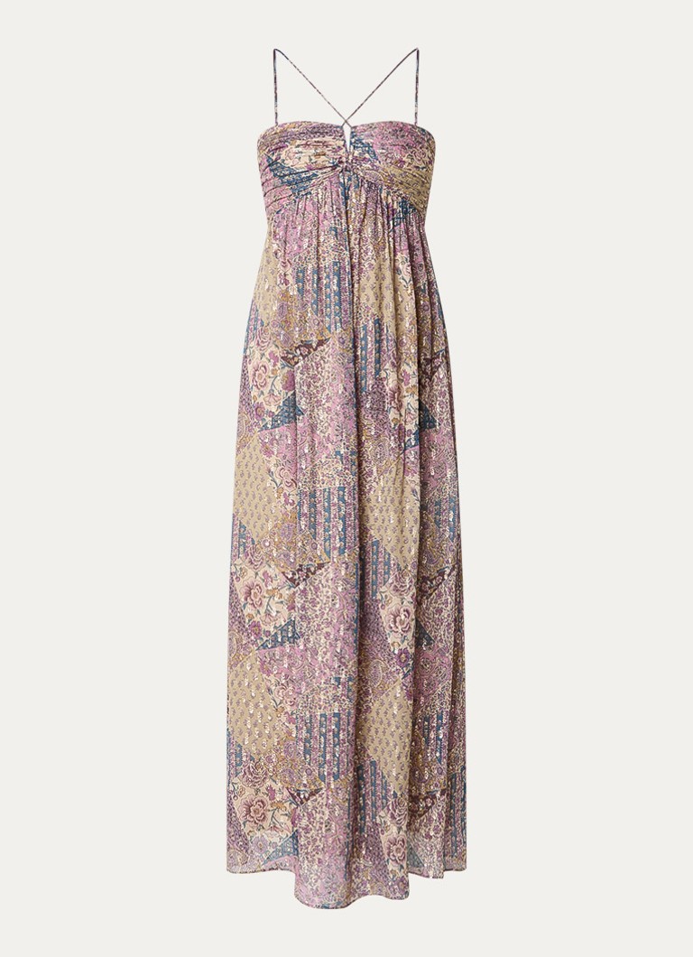 Ba&sh Dames Pietra maxi jurk met bloemenprint en lurex in de kleur Paars
