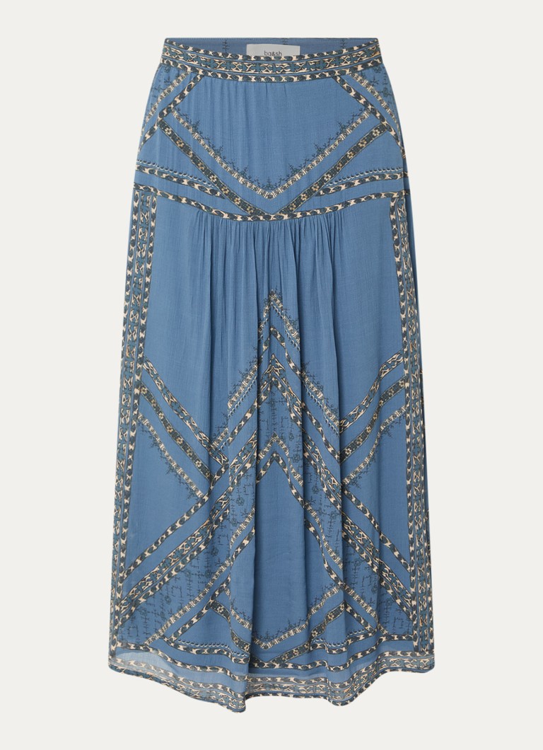 Ba&sh Dames Pearl midi rok met print in de kleur Blauwgrijs