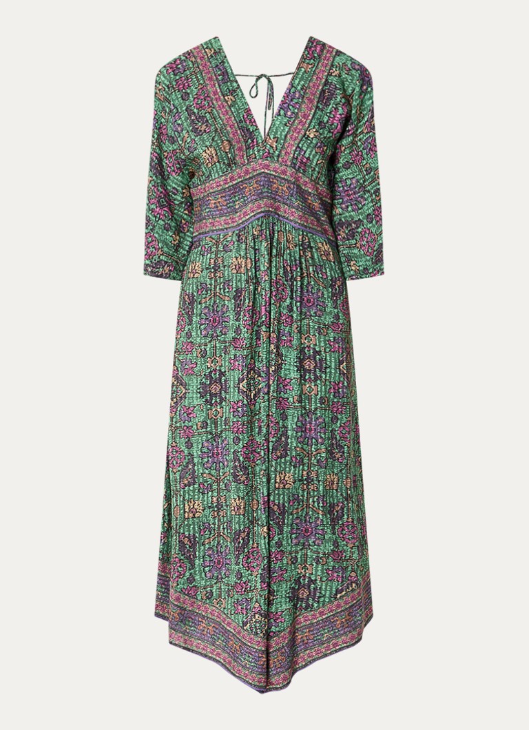 Ba&sh Dames Pipa midi jurk met cut-out detail en print in de kleur Donkergroen
