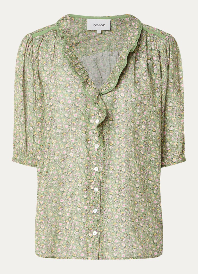 Ba&sh Dames Physalys blouse met bloemenprint in de kleur Groen