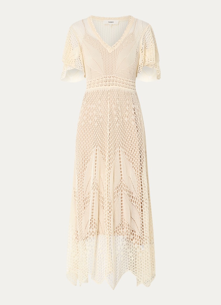 Ba&sh Dames Umia maxi jurk met opengewerkt dessin in de kleur Ivoor
