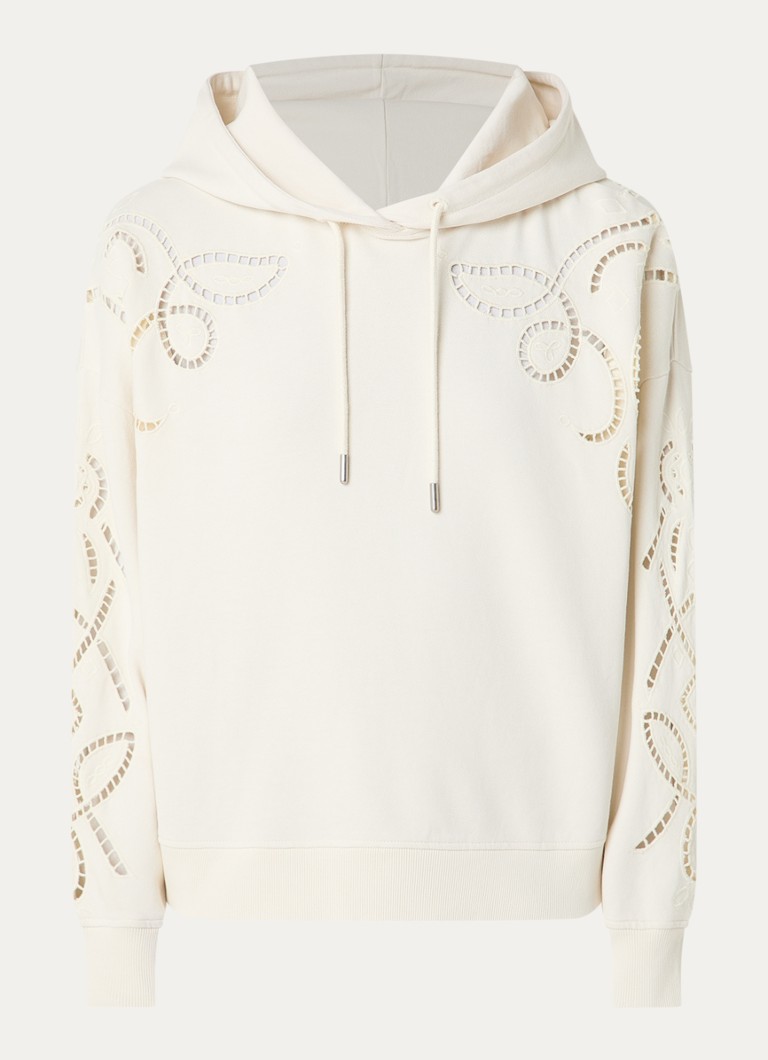 Ba&sh Dames Beni hoodie met opengewerkt dessin in de kleur Gebroken wit