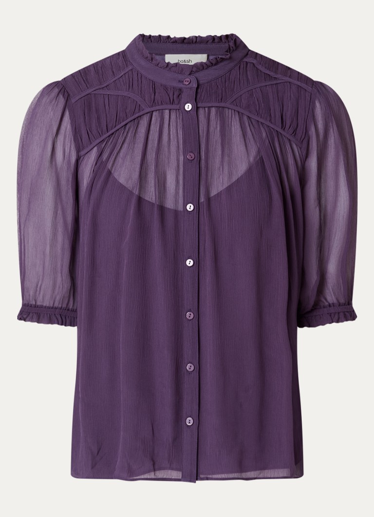 Ba&sh Dames Olie blouse met ballonmouw in de kleur Paars