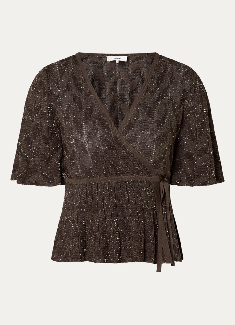 Ba&sh Dames Wendy wikkeltop met lurex in de kleur Donkerbruin