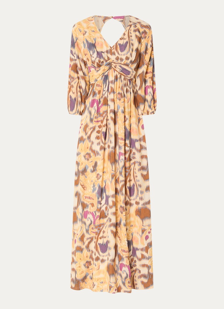 Ba&sh Dames Molina maxi jurk met print in de kleur Okergeel
