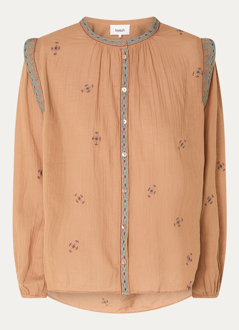 Ba&sh Dames Dalila blouse met borduring in de kleur Camel