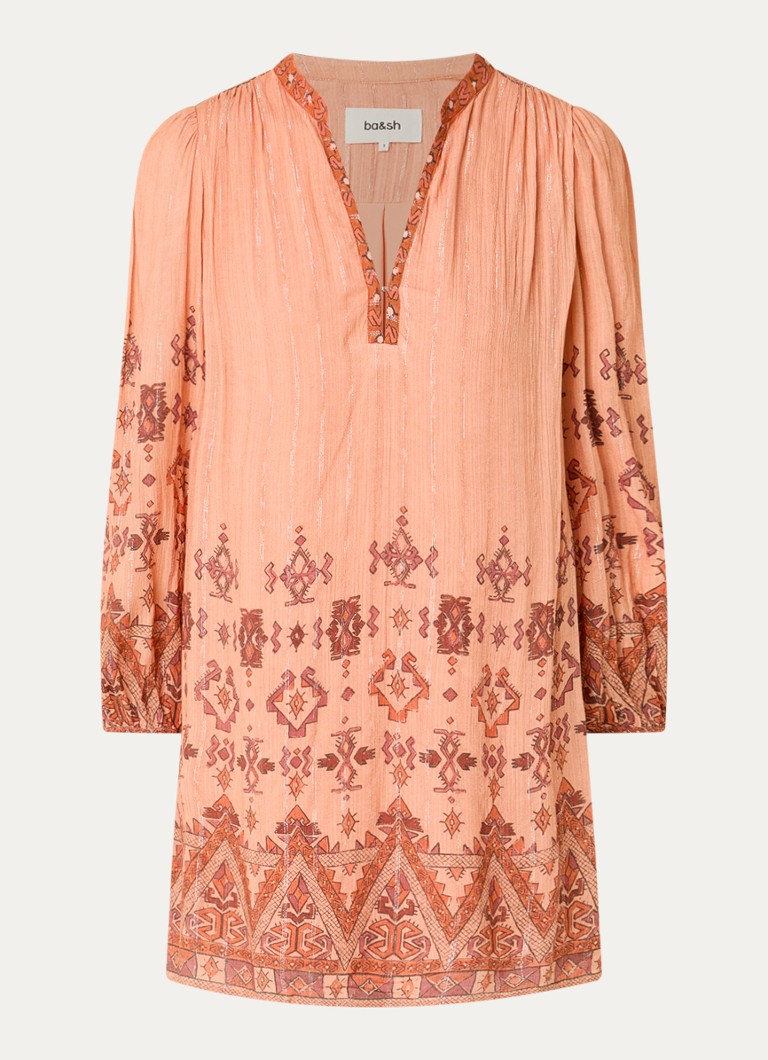 Ba&sh Dames Zola semi-transparante mini tuniekjurk met print in de kleur Oranje