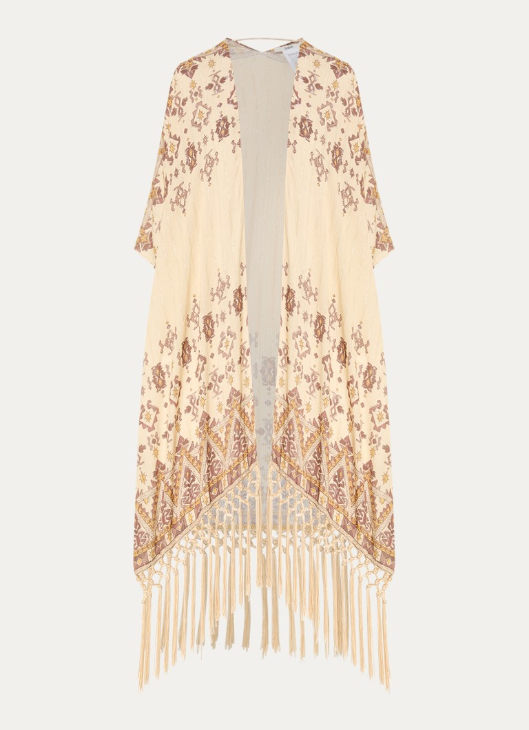 Ba&sh Dames Zelma poncho met grafische print en lurex in de kleur Lichtgeel